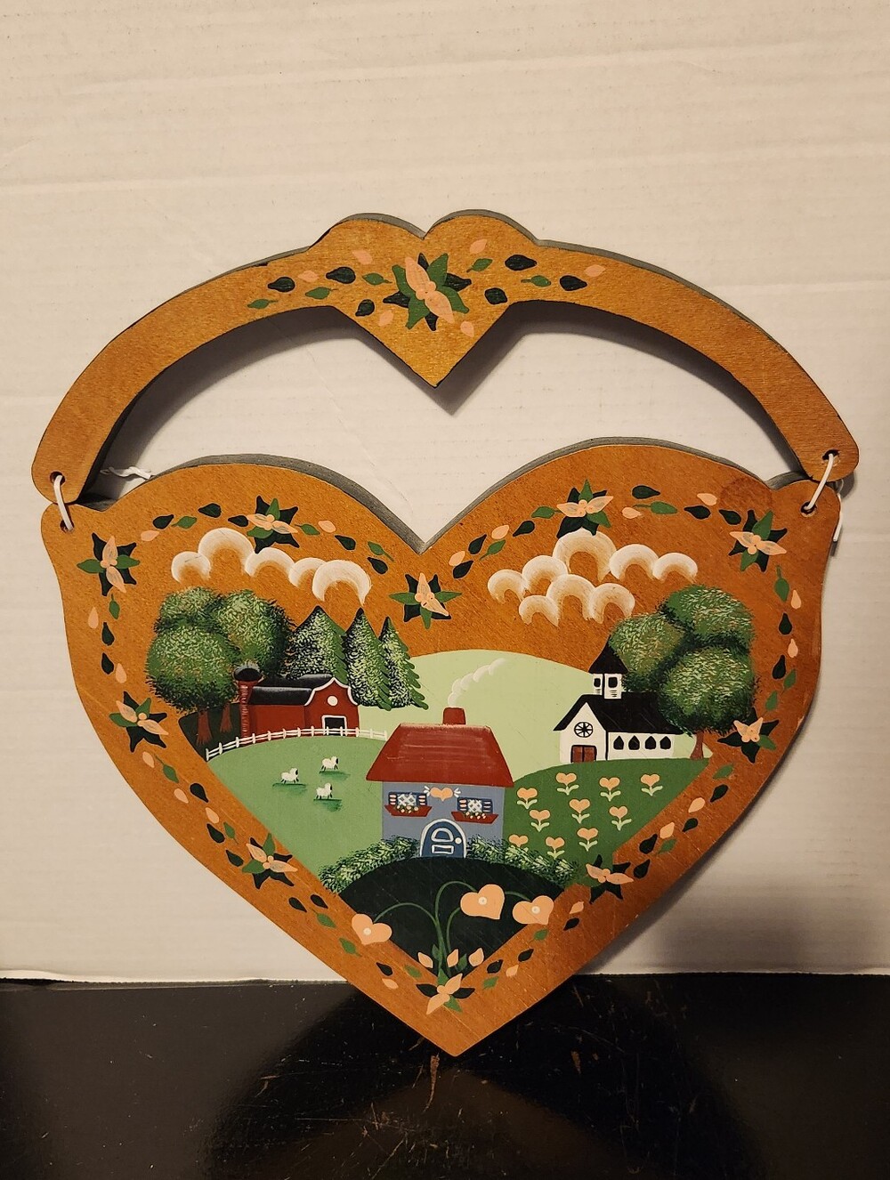 Vintage Cottagecore Grandmacore Hand-Painted Wood Sign Farmhouse Country Heart